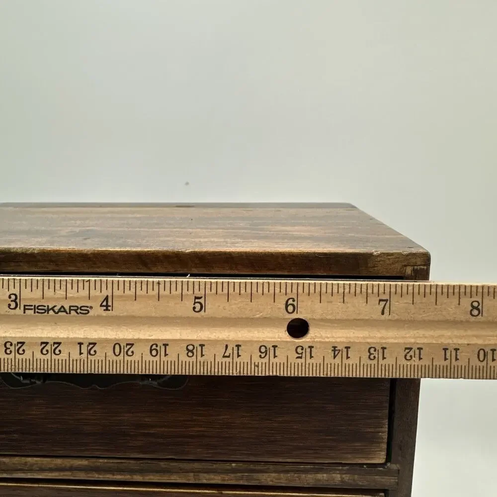Vintage Wooden Jewelry Box Stand With 5 Drawers Red Felt Lined